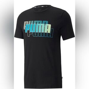 Puma Women’s Power Summer Tee Shirt Top Black With Green & Blue Logo Sz XS NWT